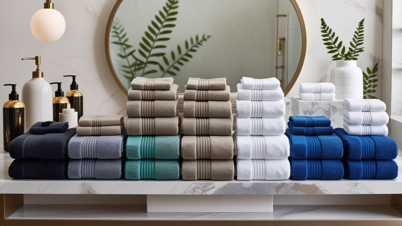 Full view of the Luxury 6-Piece Cotton Bath Towel Set, perfect for transforming your bathroom into a high-end retreat. Luxury cotton towel set.