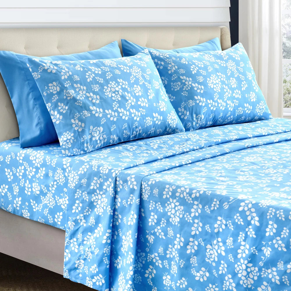 Elegant 4-Piece Microfiber Floral Sheet Set