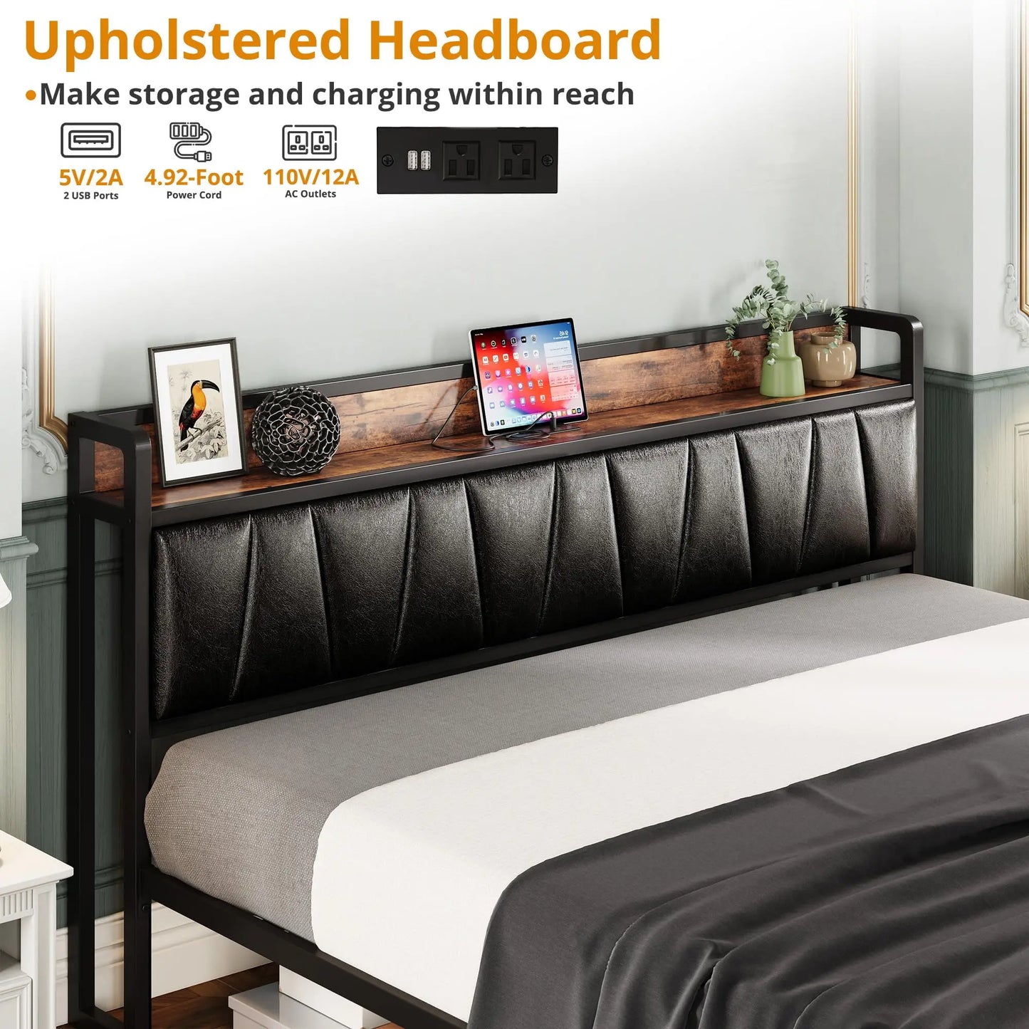 California King Size Platform Bed Frame w/2 Storage Drawers