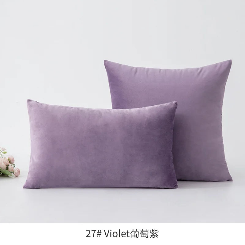 2-Piece Decorative Solid Soft Velvet Throw Pillow Covers(no insert)