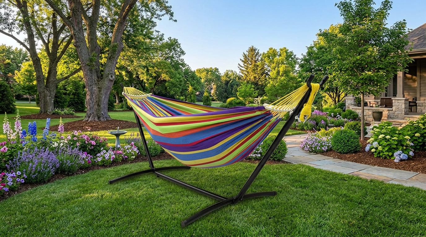 Luxe Backyard Hammock Set – Heavy-Duty 600 lb Cotton
