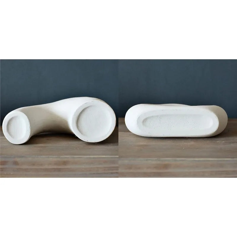Matte White Hollow Nordic Ceramic Donut Vase~ Set of 2