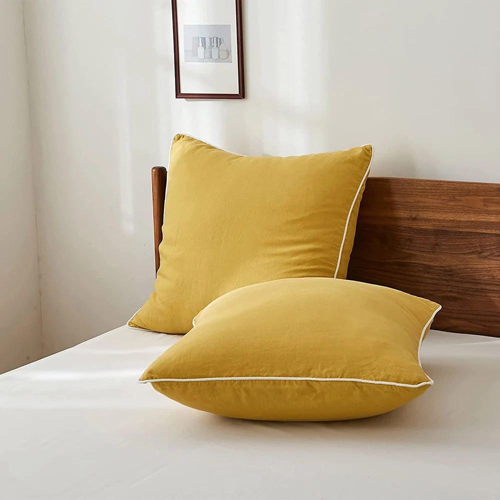 Unique Washed Linen Euro Pillow Sham-Set of 2