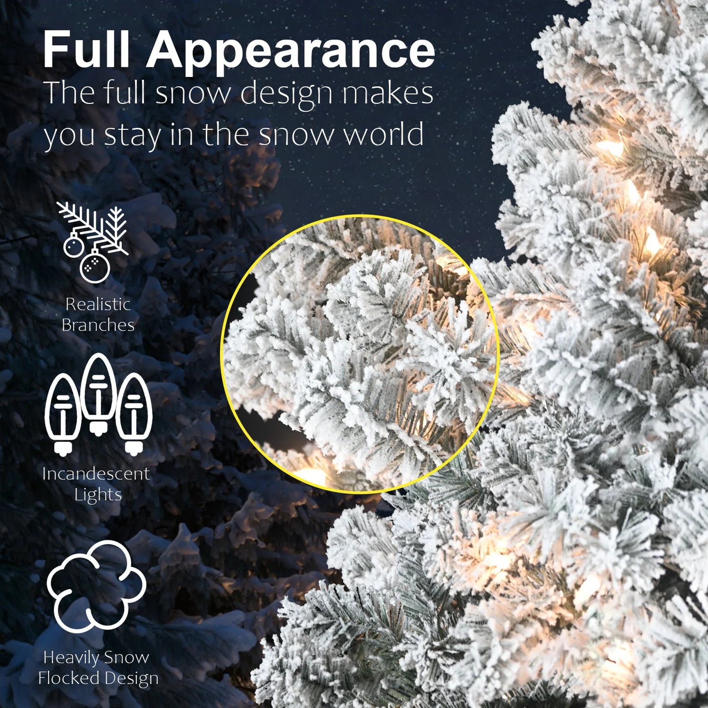 Fluffy & Lush Artificial Pre-lit 6FT Snow Flocked Holiday Tree