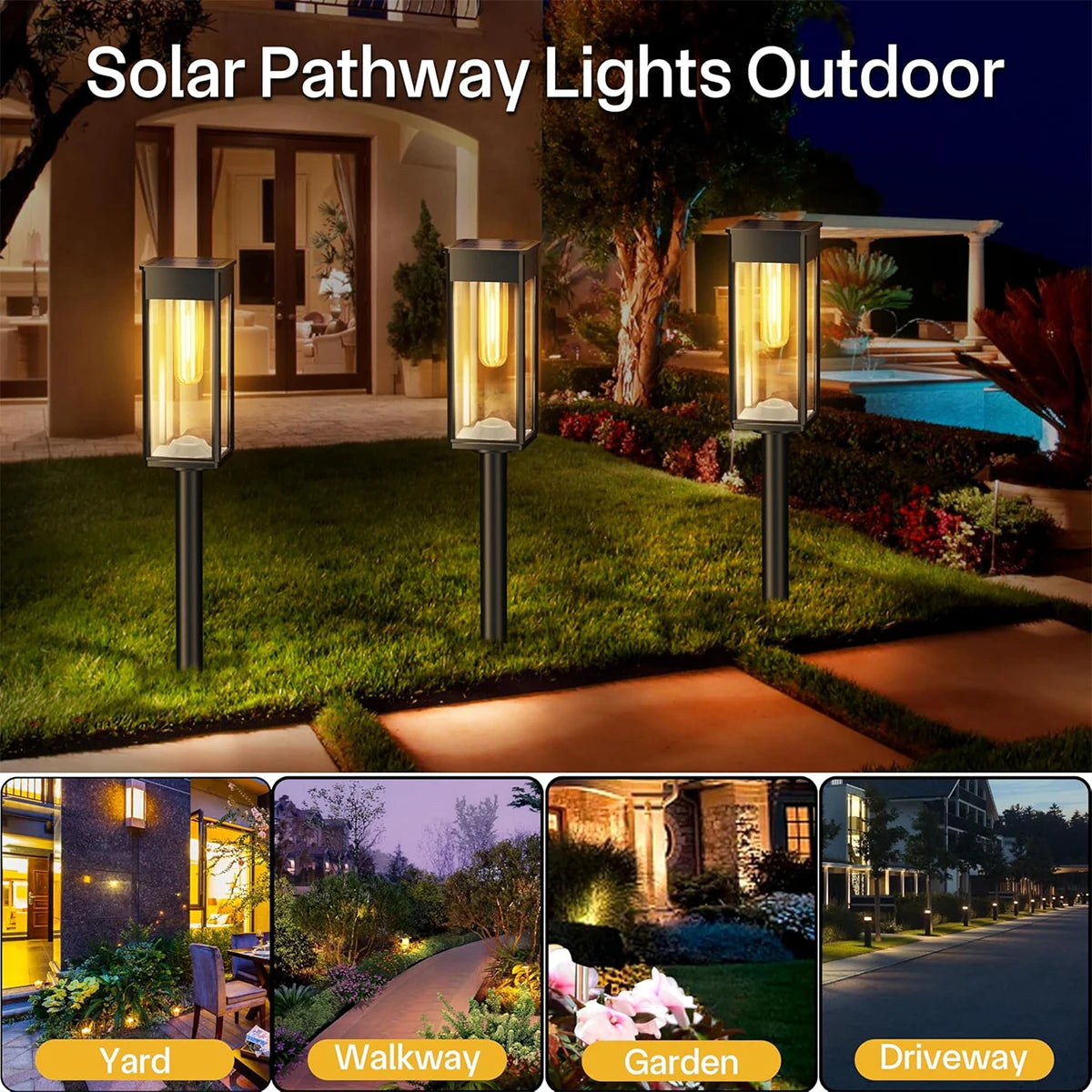4-Piece Bright Solar Powered Pathway Lights