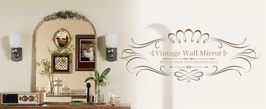 Vintage/Baroque Arched Brass Wall Mirror