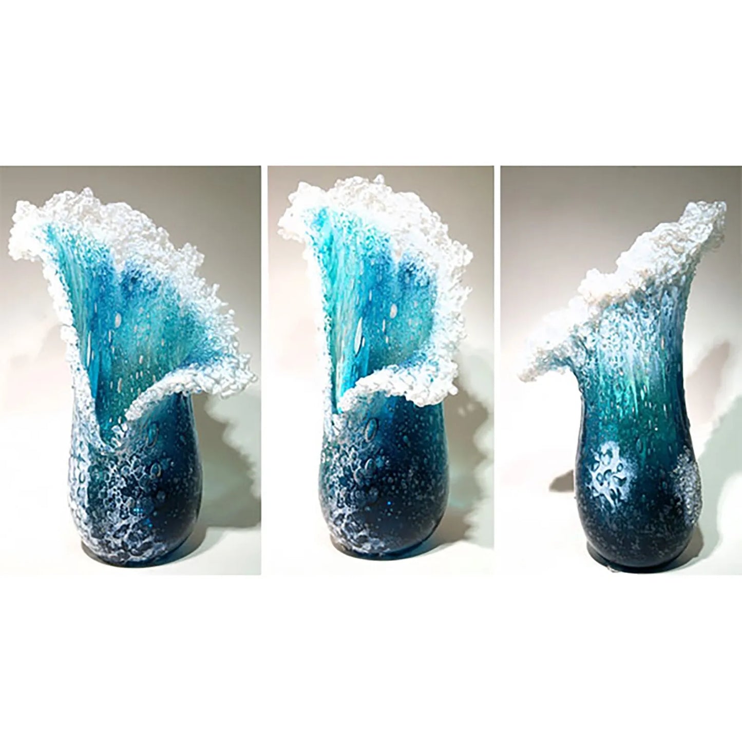 Modern & Majestical Ocean Blue Sea Wave Resin Flower Vase