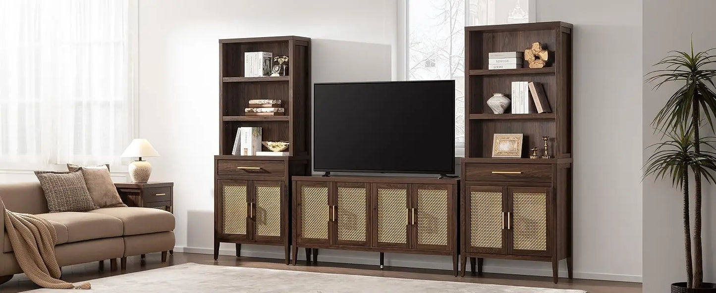 70" Tall 5-Tier Bookshelf w/Storage Cabinets & Drawers