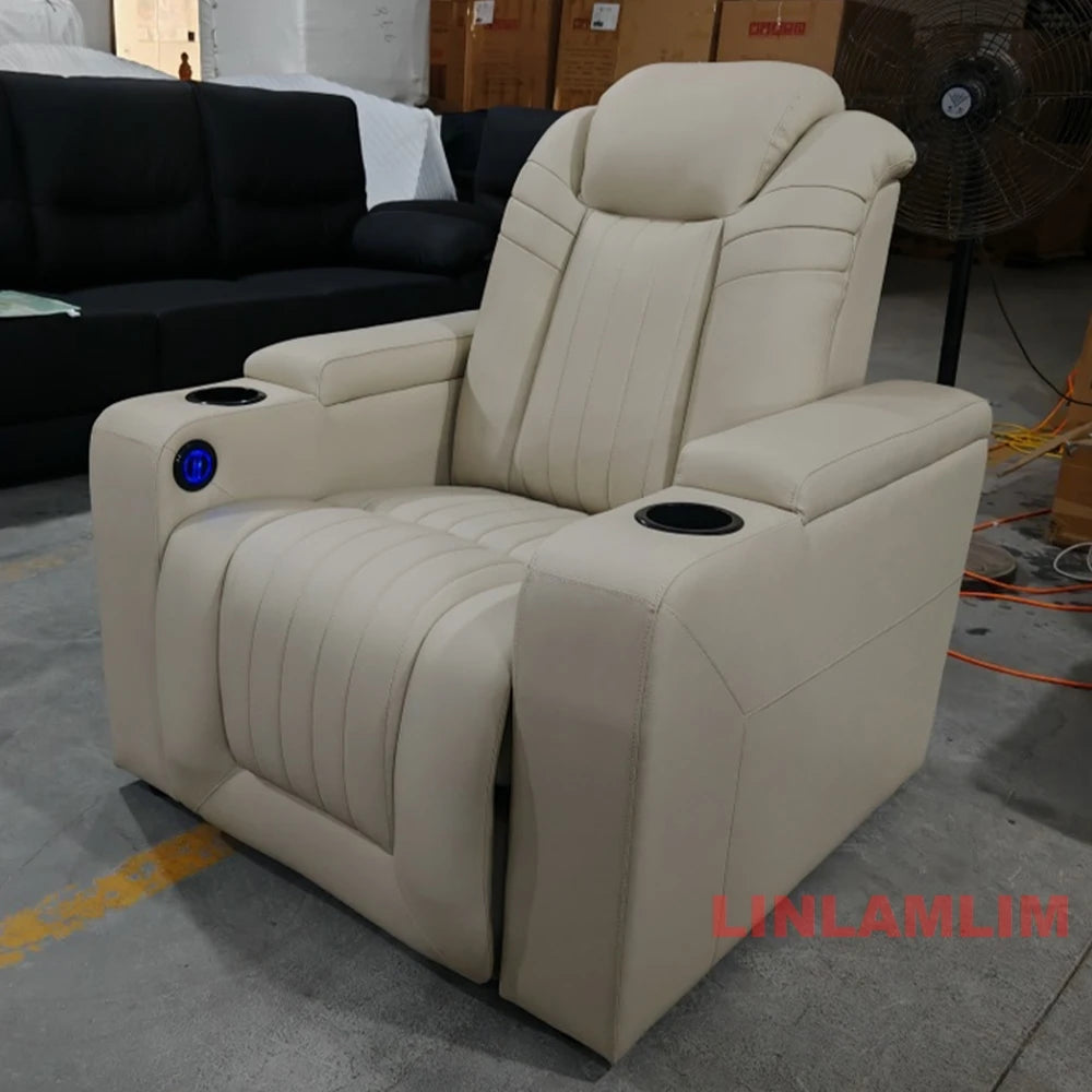 Modern Luxury Recliner Leather Sofa Chair for Living Room or Media Room