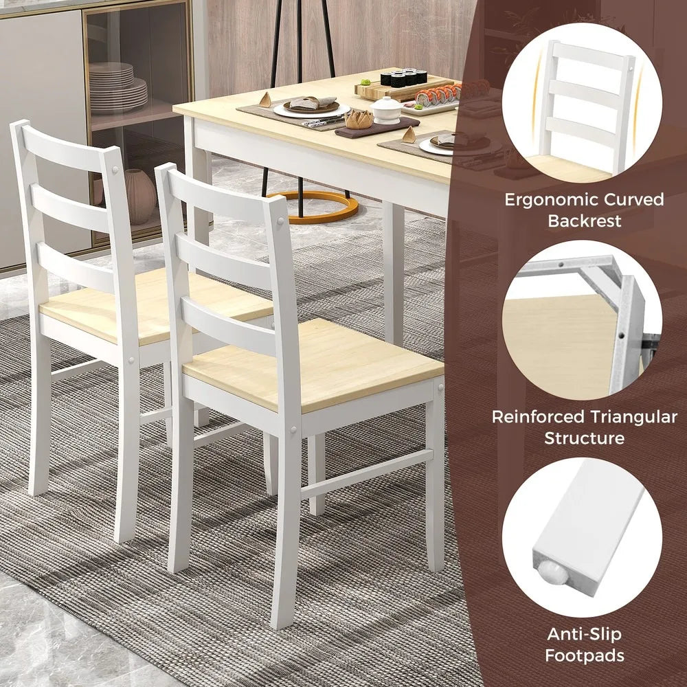 5-Piece Solid Wood Kitchen Table Set for 4