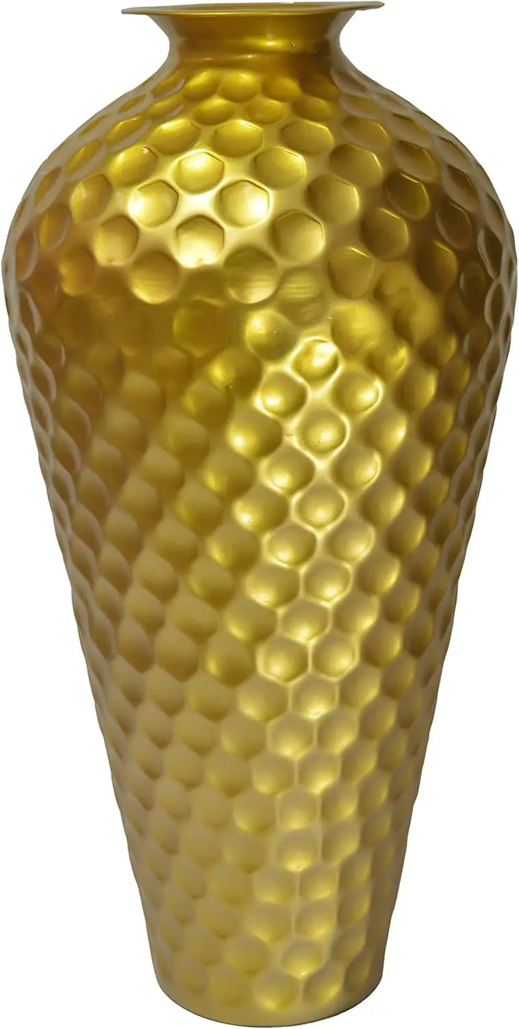 Modern Gold Metal Hammered Elegant Floor Vase