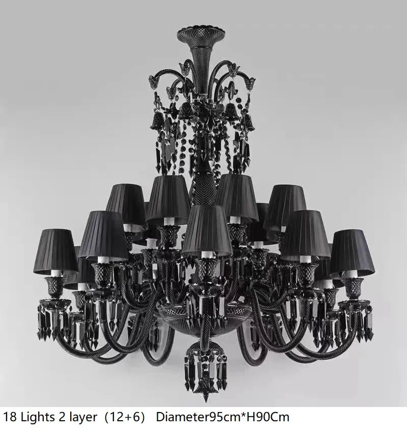 Luxurious Black Crystal Chandelier Lighting