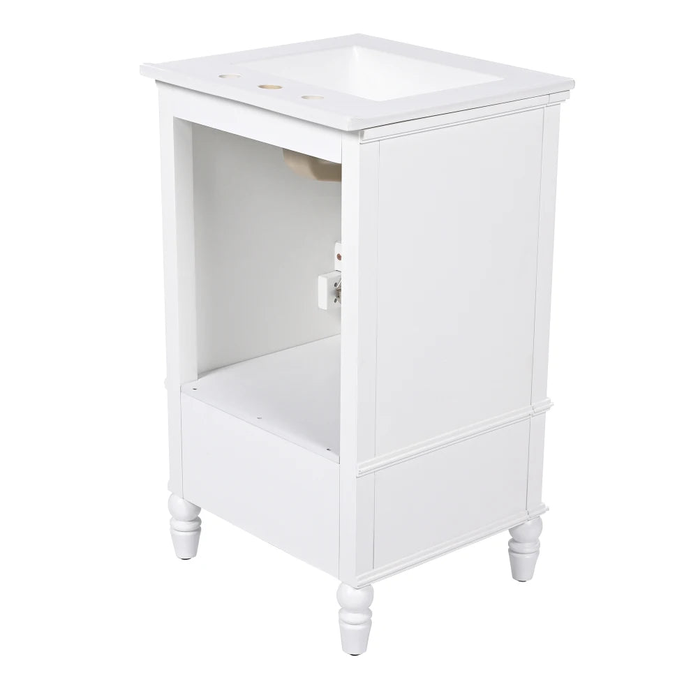 Modern & Independent 20" White Bathroom Vanity w/Semilune Ceramic Sink