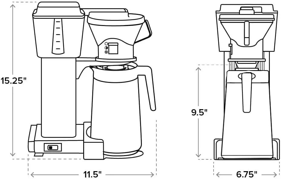 European Style Coffee Brewer w/40 oz Stainless Steel Thermal Carafe