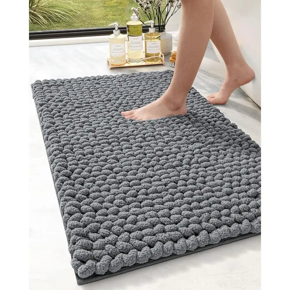 Soft High-Pile Tufted Chenille Bathroom Rug