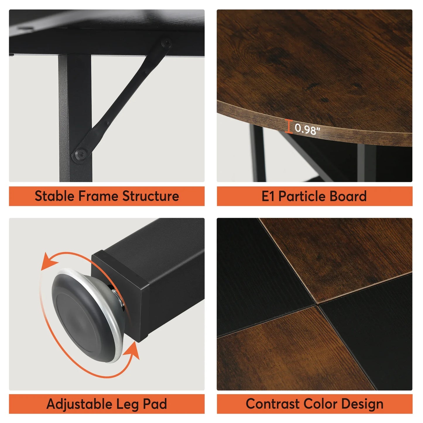47" Round Solid Wood Dining Table for 4