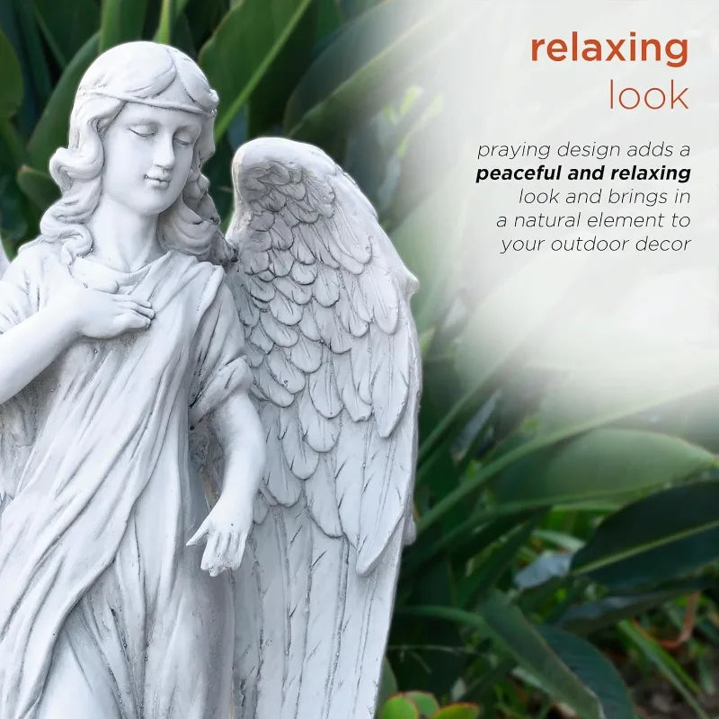 Modern 31" Tall Calming Guardian Angel Garden Statue