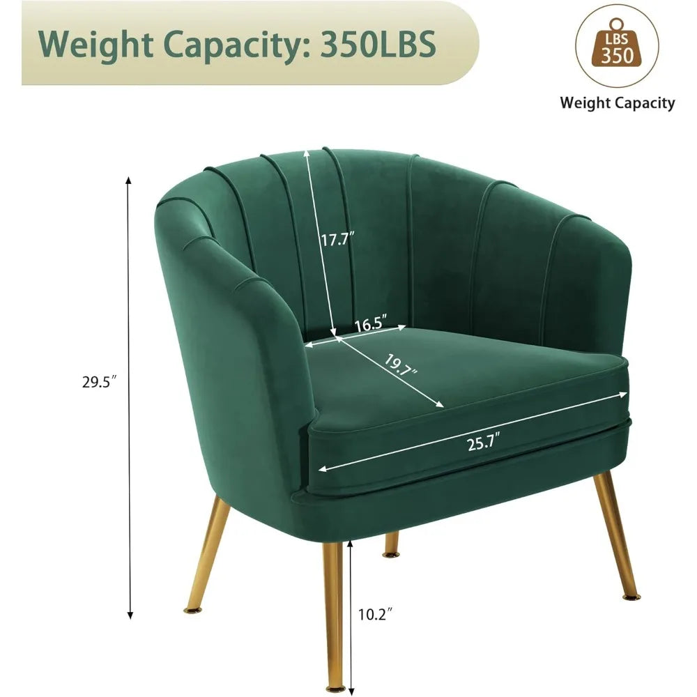 Modern & Simple Accent Chair w/Golden Metal Legs