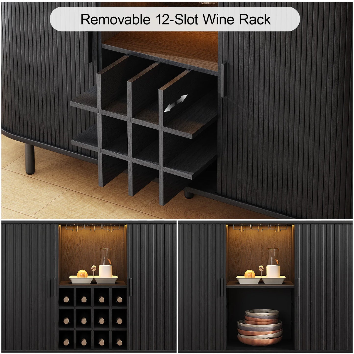 Spacious Wine Bar Cabinet/Coffee Bar Cabinet w/RGB Lights