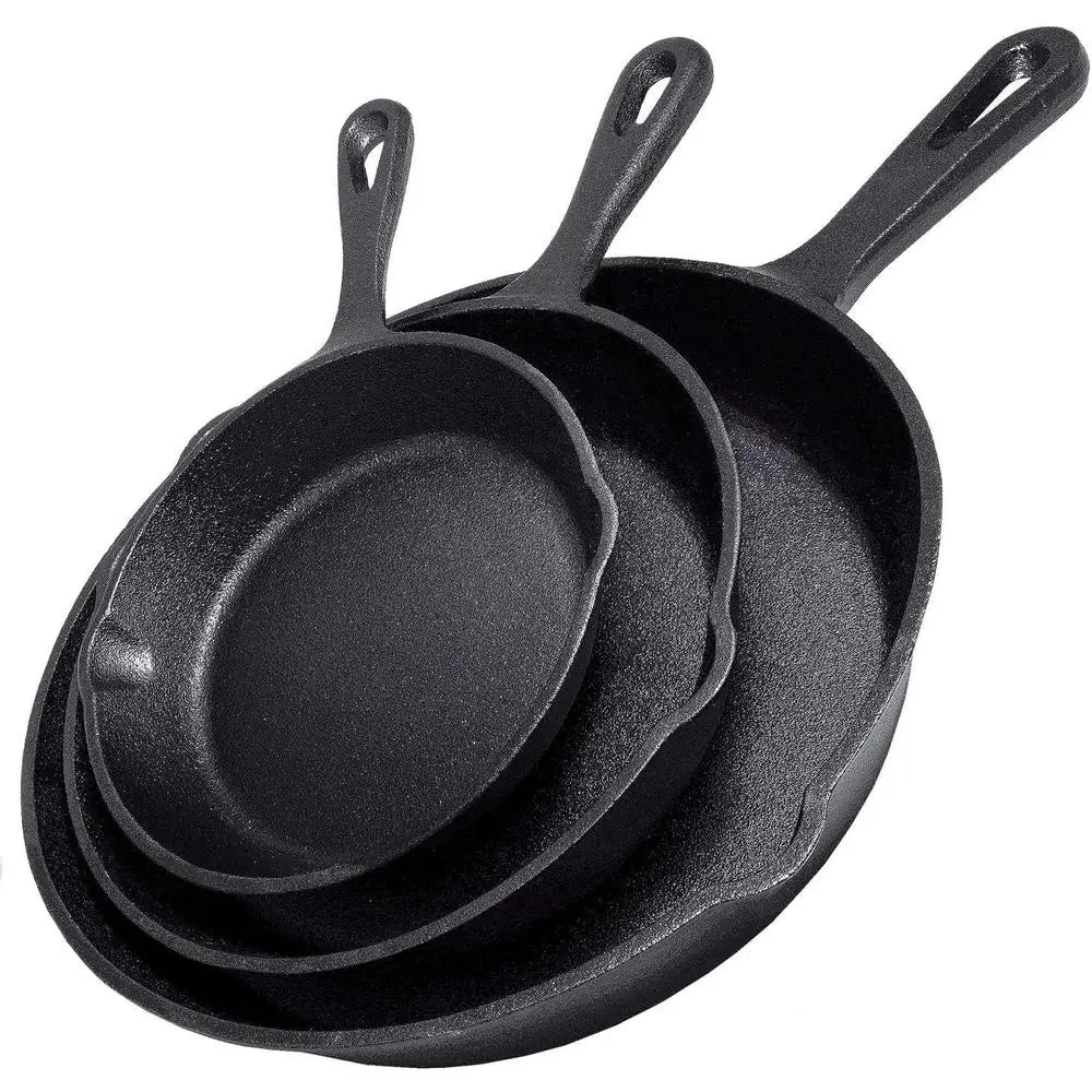 Heavy Duty Cast Iron 3-Piece Pre-seasoned Skillet Set