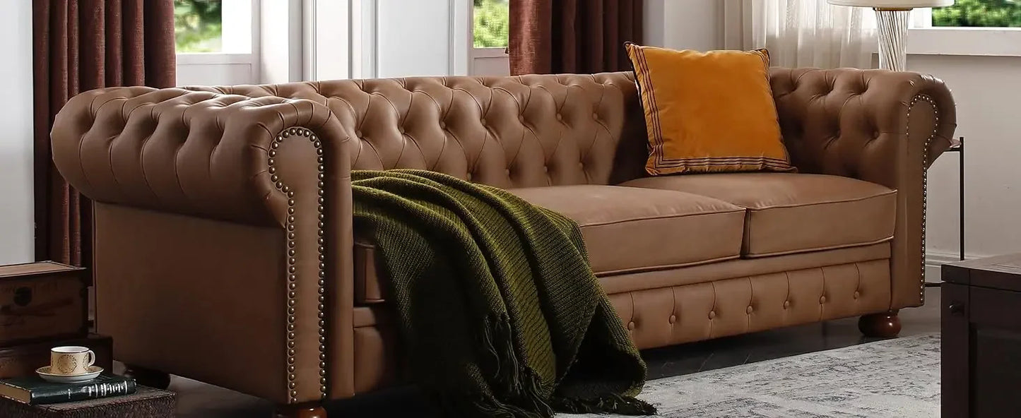 Classic & Luxurious 3-Seater Chesterfield Sofa w/Nailhead Trim