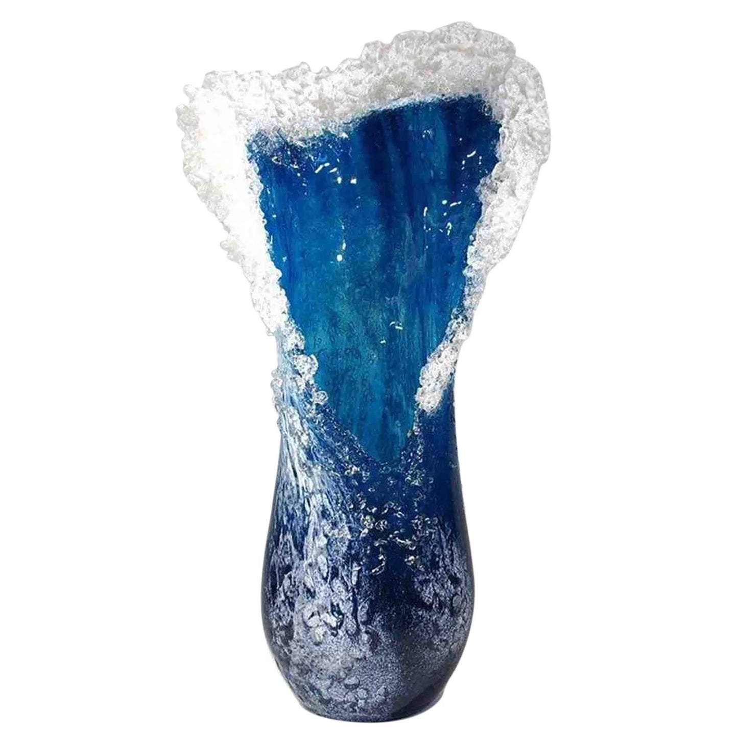 Modern & Majestical Ocean Blue Sea Wave Resin Flower Vase