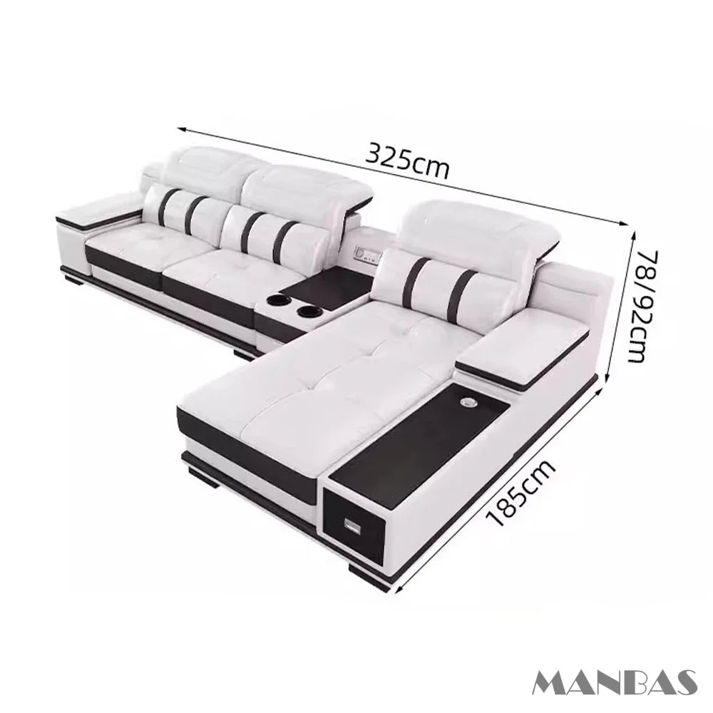 Modern Italian Genuine Leather Living Room Sofa Set