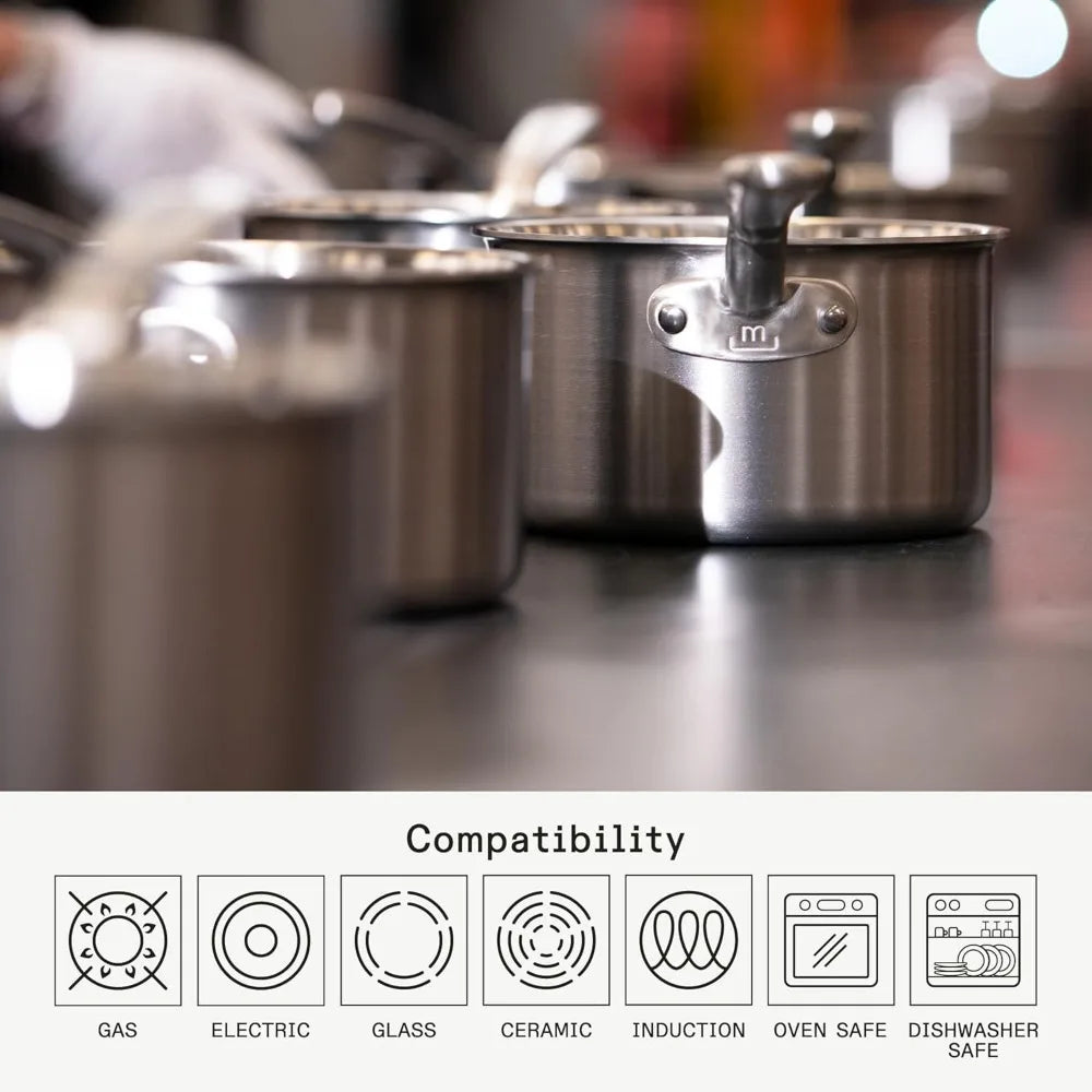 5-Ply Superior Quality Stainless Clad Cookware Set