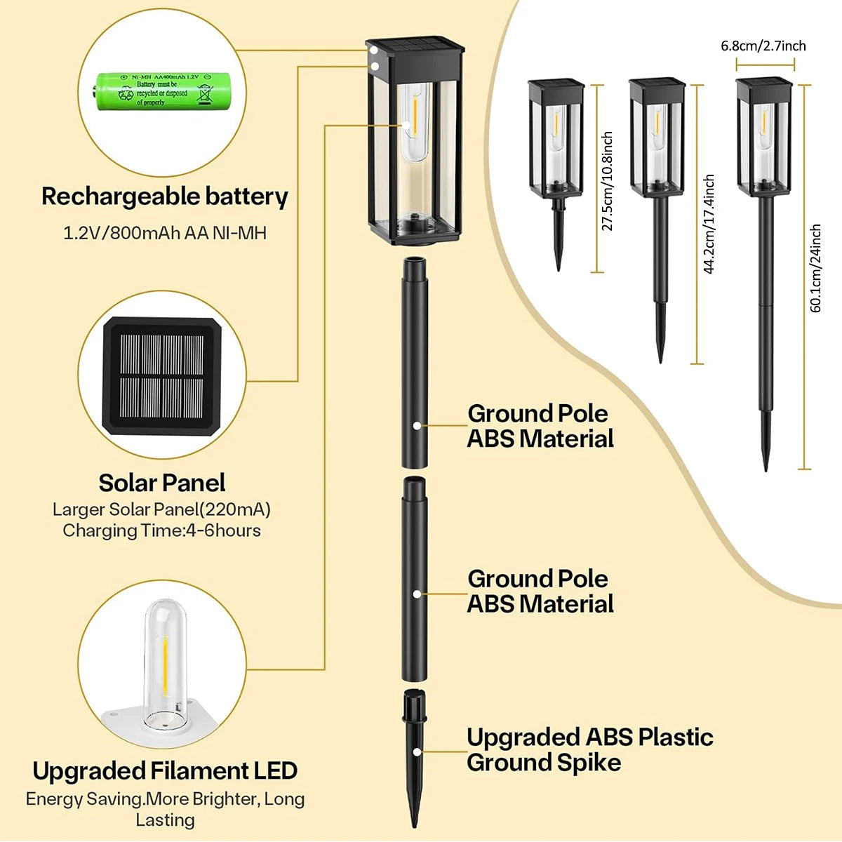 4-Piece Bright Solar Powered Pathway Lights