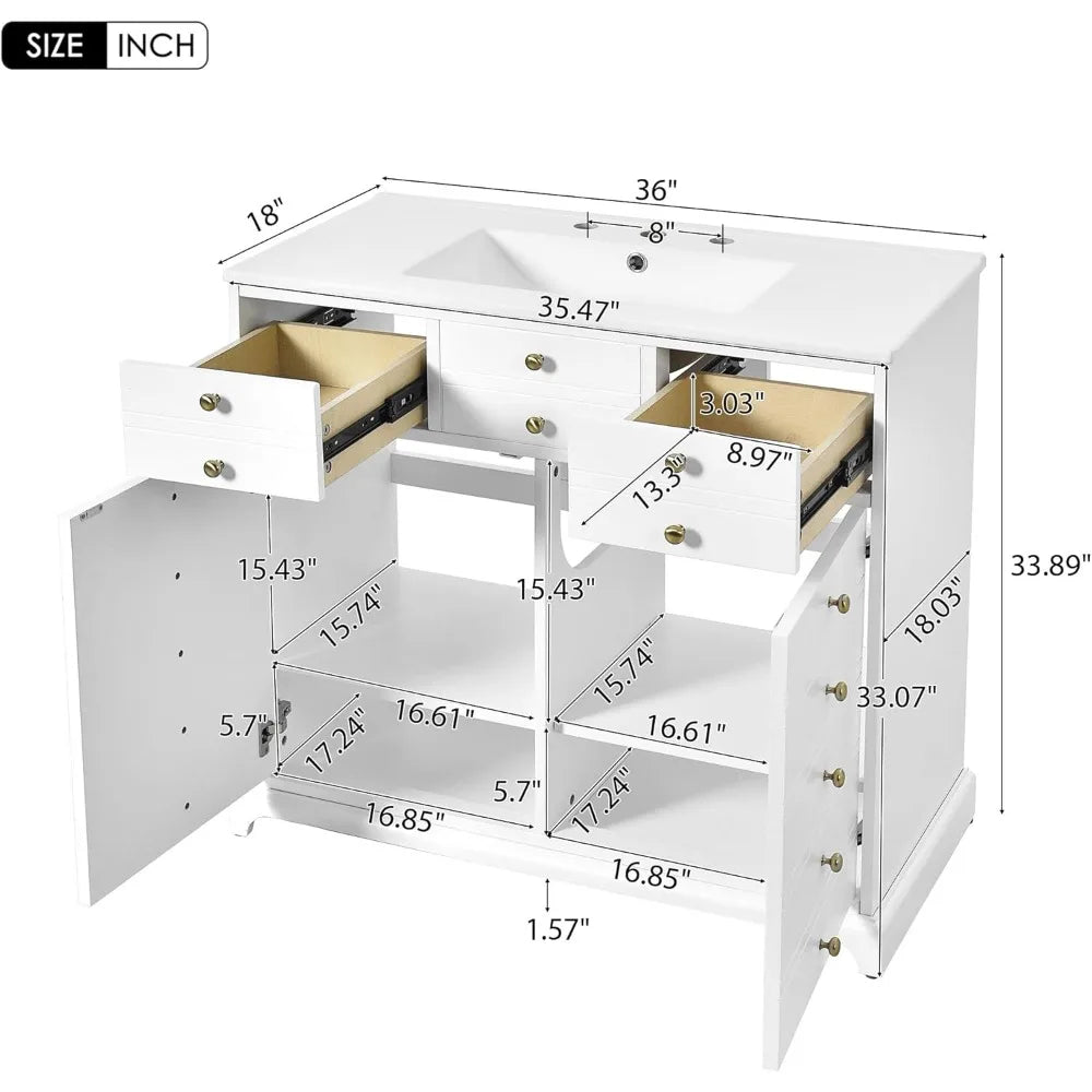 Farmhouse 36" Freestanding Bathroom Vanity w/Sink