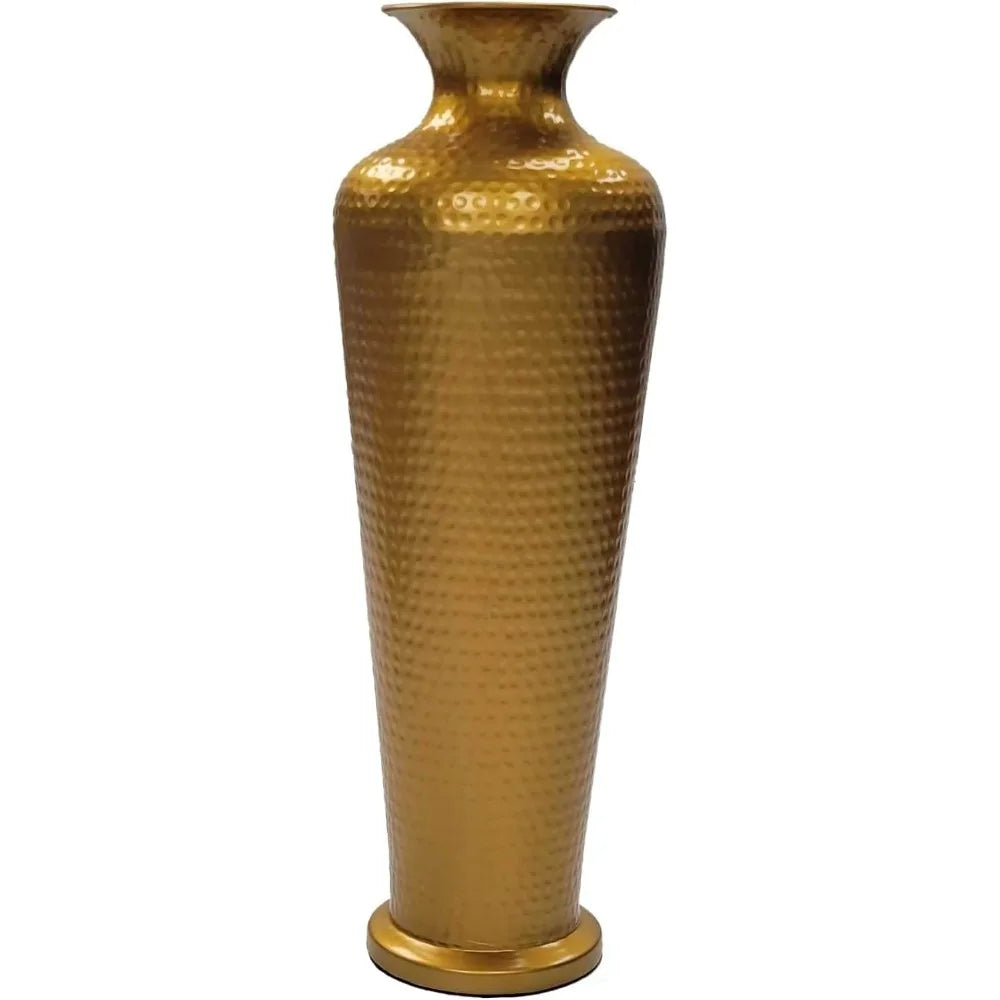 Modern Gold Metal Hammered Elegant Floor Vase