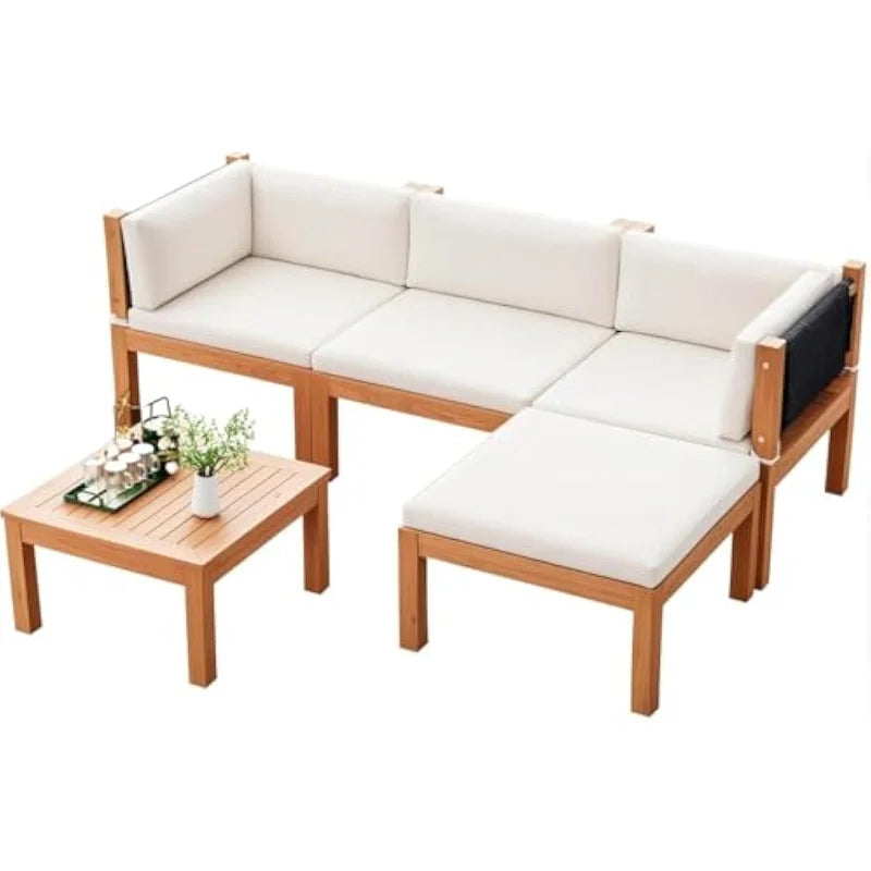 Outdoor L-shaped Sectional Sofa Set w/Coffee