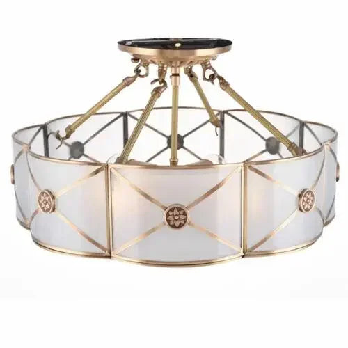 Luxury Hanging Pendant Chandelier w/Handmade Glass Lampshade