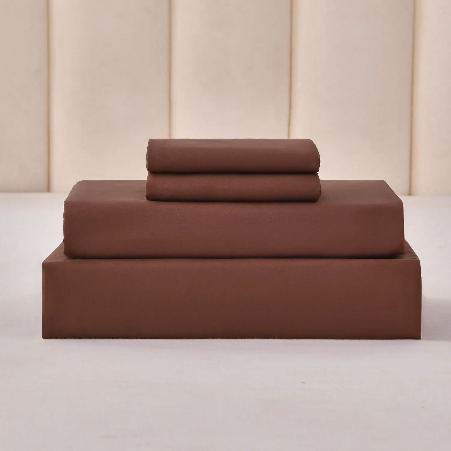 Complete 4-Piece Queen Size Rich Brown Bed Sheet Set