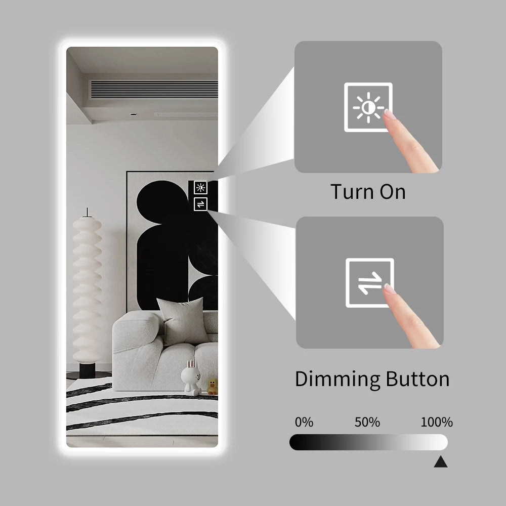 Artsy & Modern 65" Tall LED Lamp Full Length Mirror