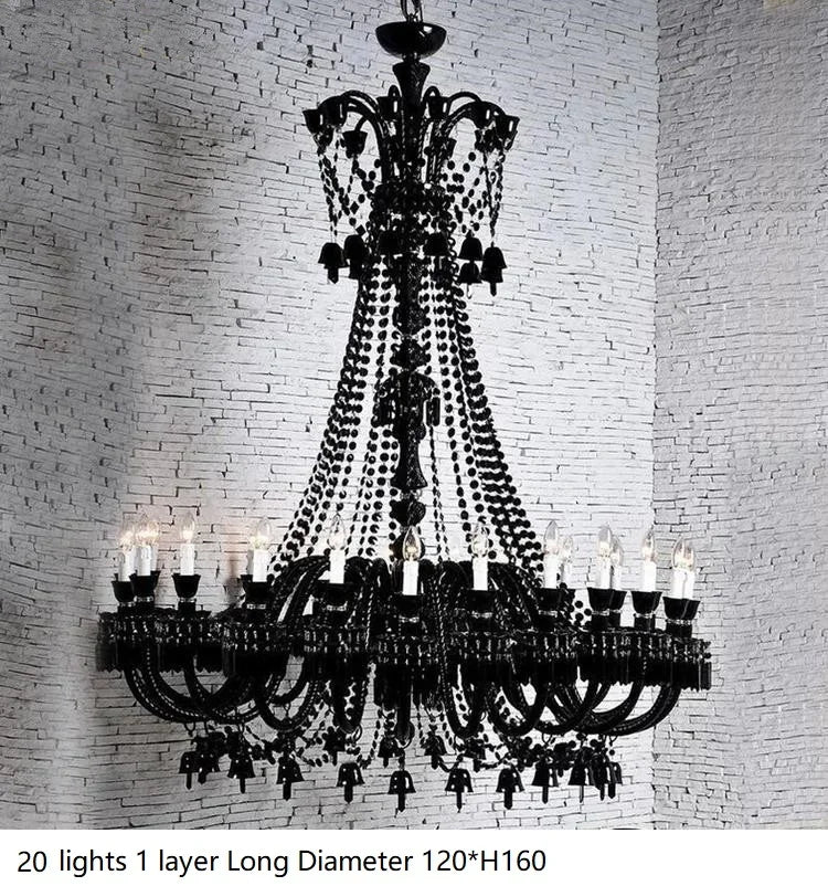 Luxurious Black Crystal Chandelier Lighting