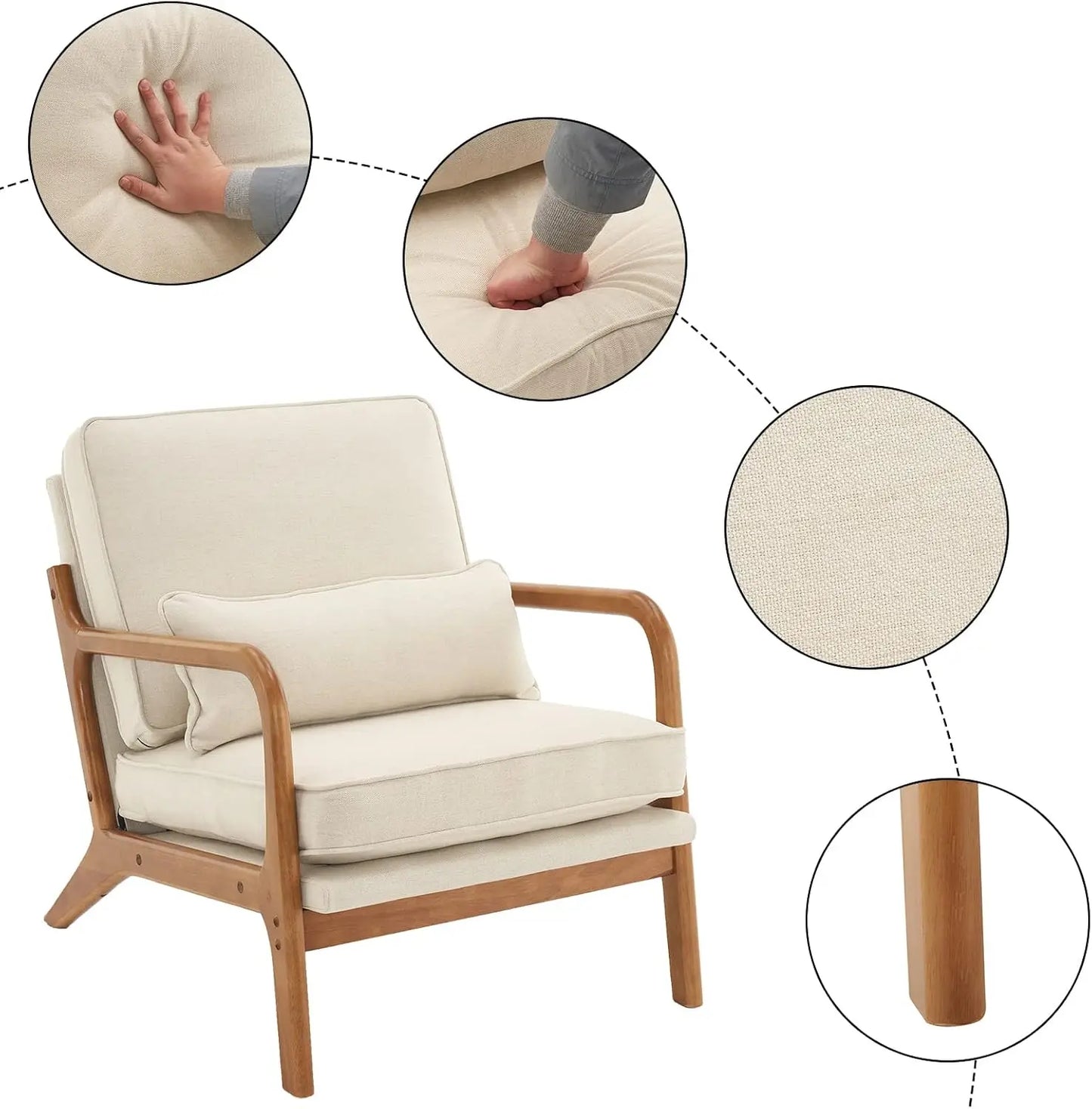 Mid-century Modern Upholstered Accent Chair(Set of 2)
