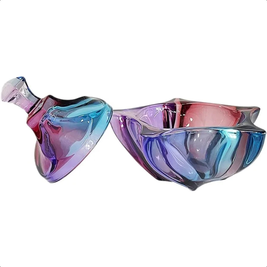 Luxury Star Shaped 14oz Colorful Crystal Candy Dish w/Lid
