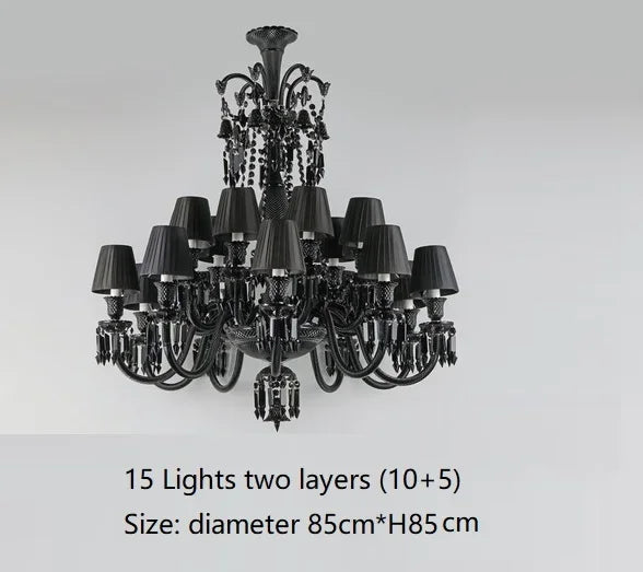 Luxurious Black Crystal Chandelier Lighting