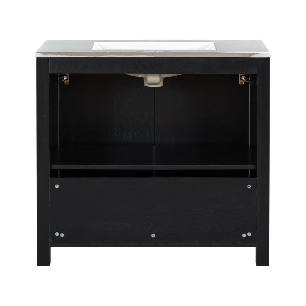 Classic Retro 72" Double Bathroom Vanity w/Double Ceramic Sinks