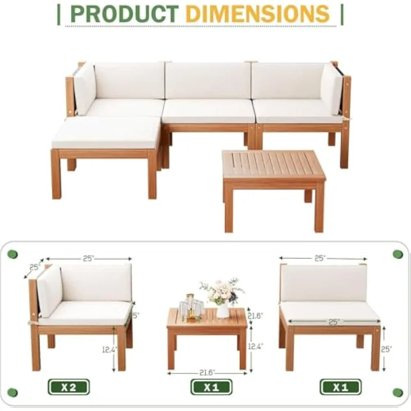 Outdoor L-shaped Sectional Sofa Set w/Coffee