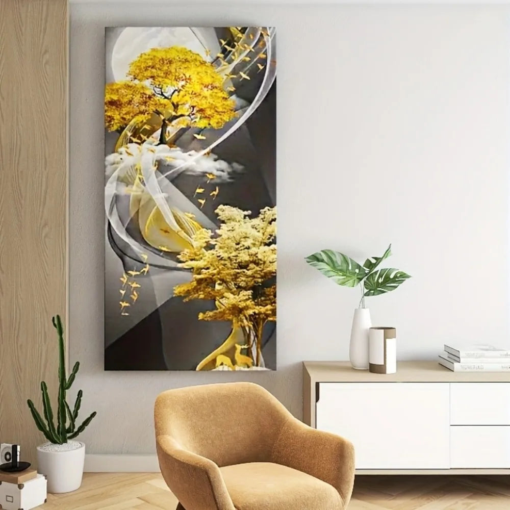 Modern Abstract Gold Tree Canvas Wall Art