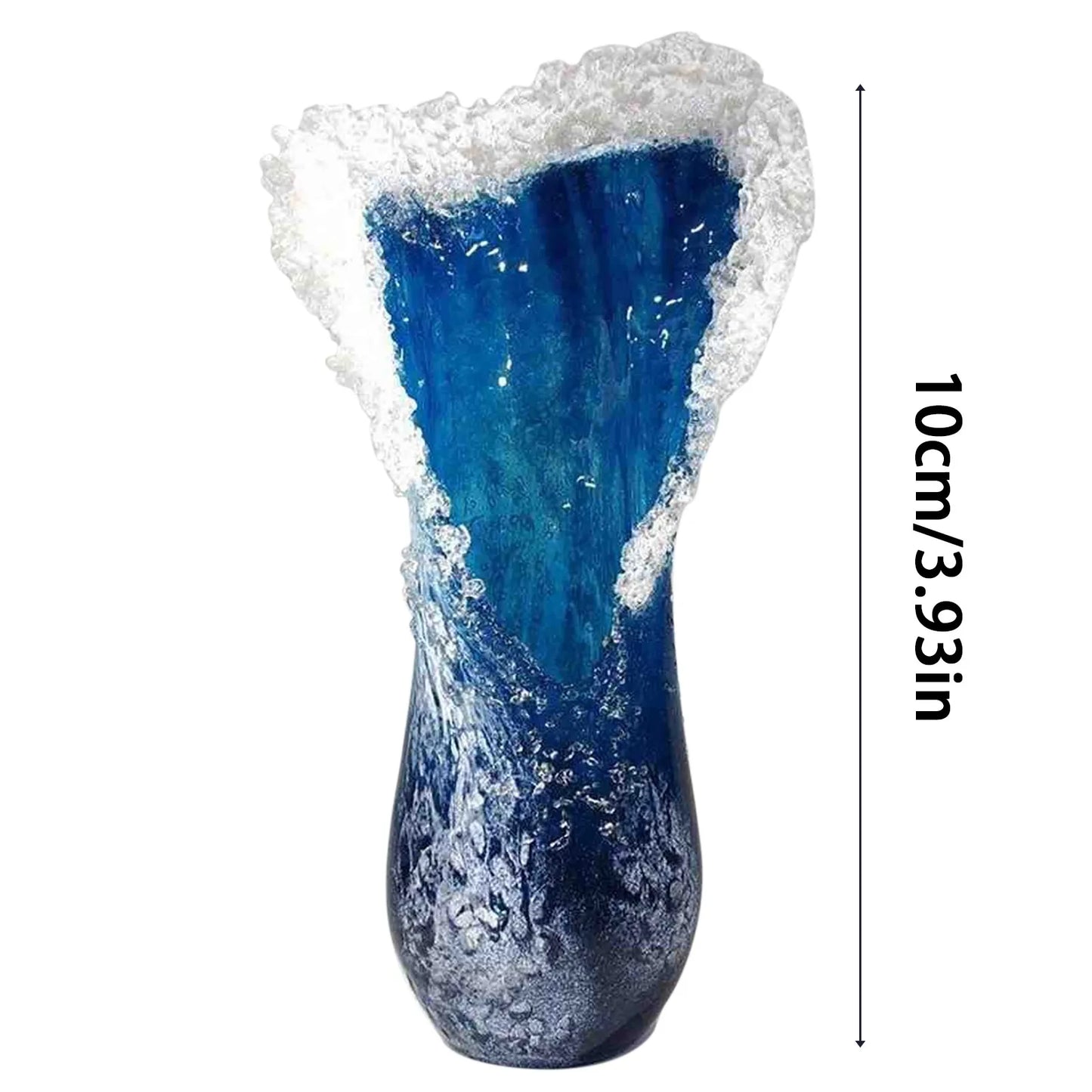 Modern & Majestical Ocean Blue Sea Wave Resin Flower Vase