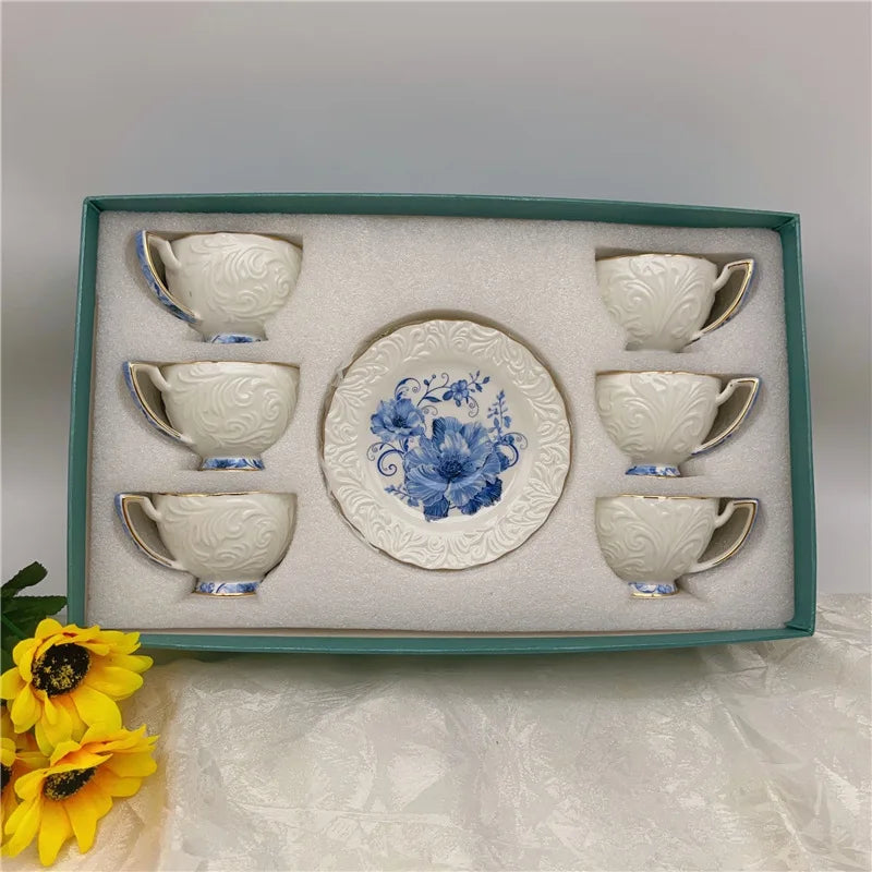 Exquisite Afternoon Tea Coffee Cup & Saucer Sets w/Gold Trim