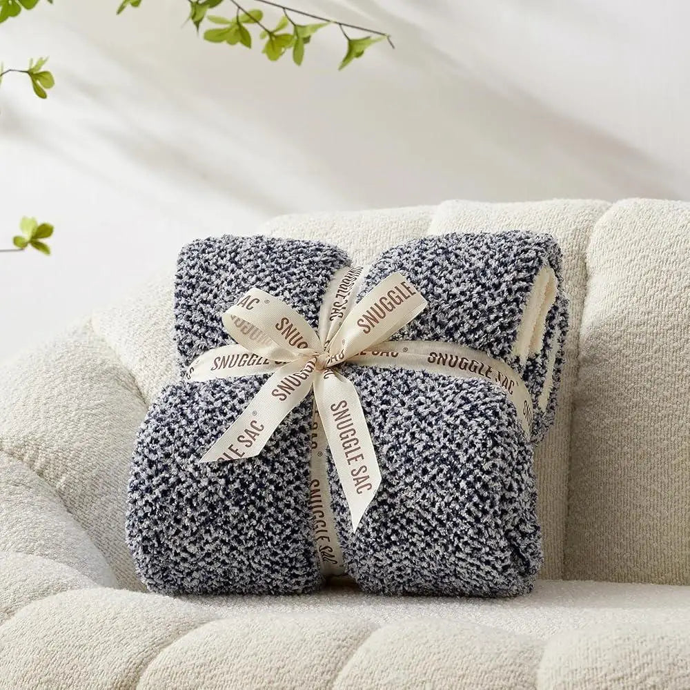 Super Soft & Lightweight Heather Navy Microfiber Throw Blanket