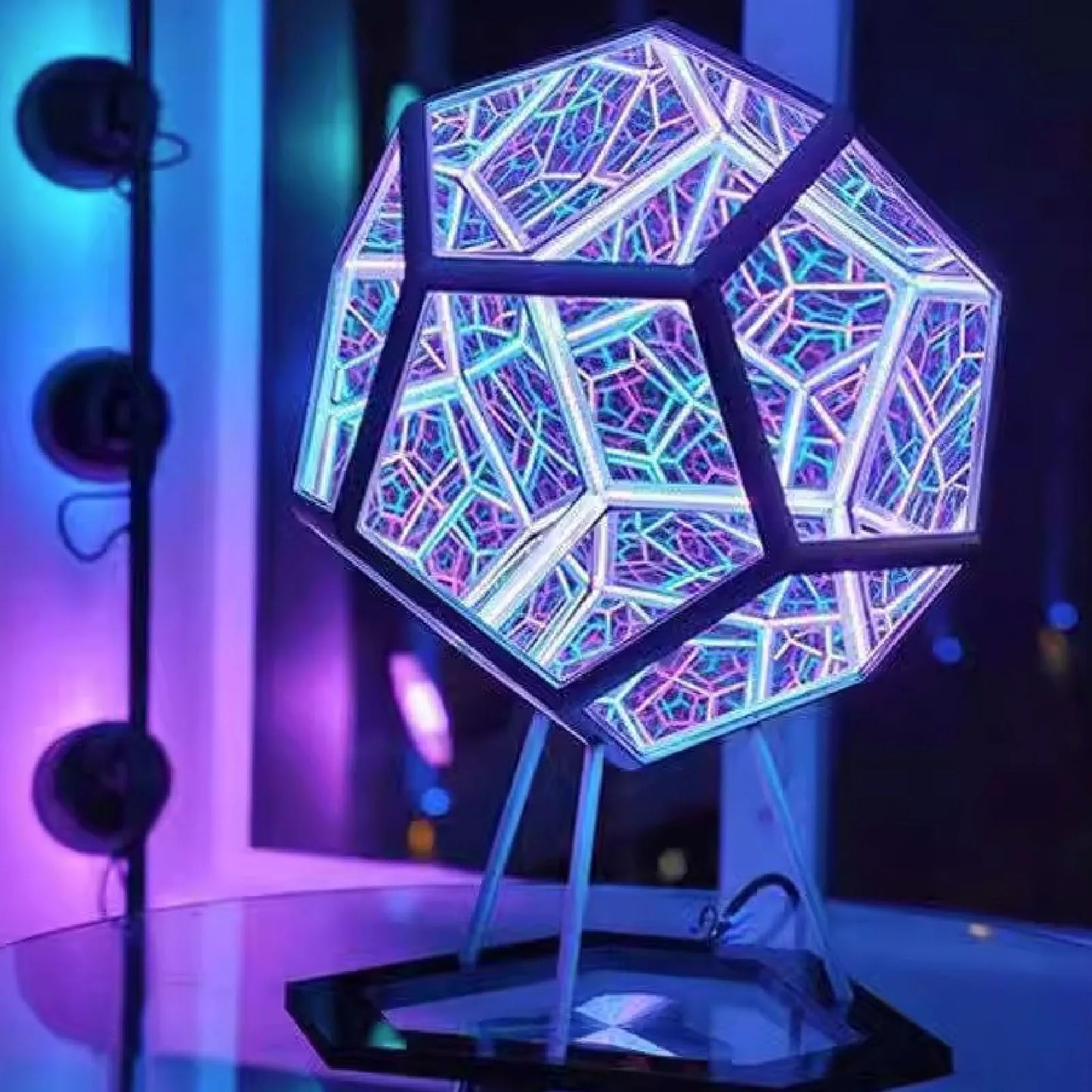 Family enjoying the color-changing features of the Adjustable USB 3D LED Cube Light during a cozy evening at home.