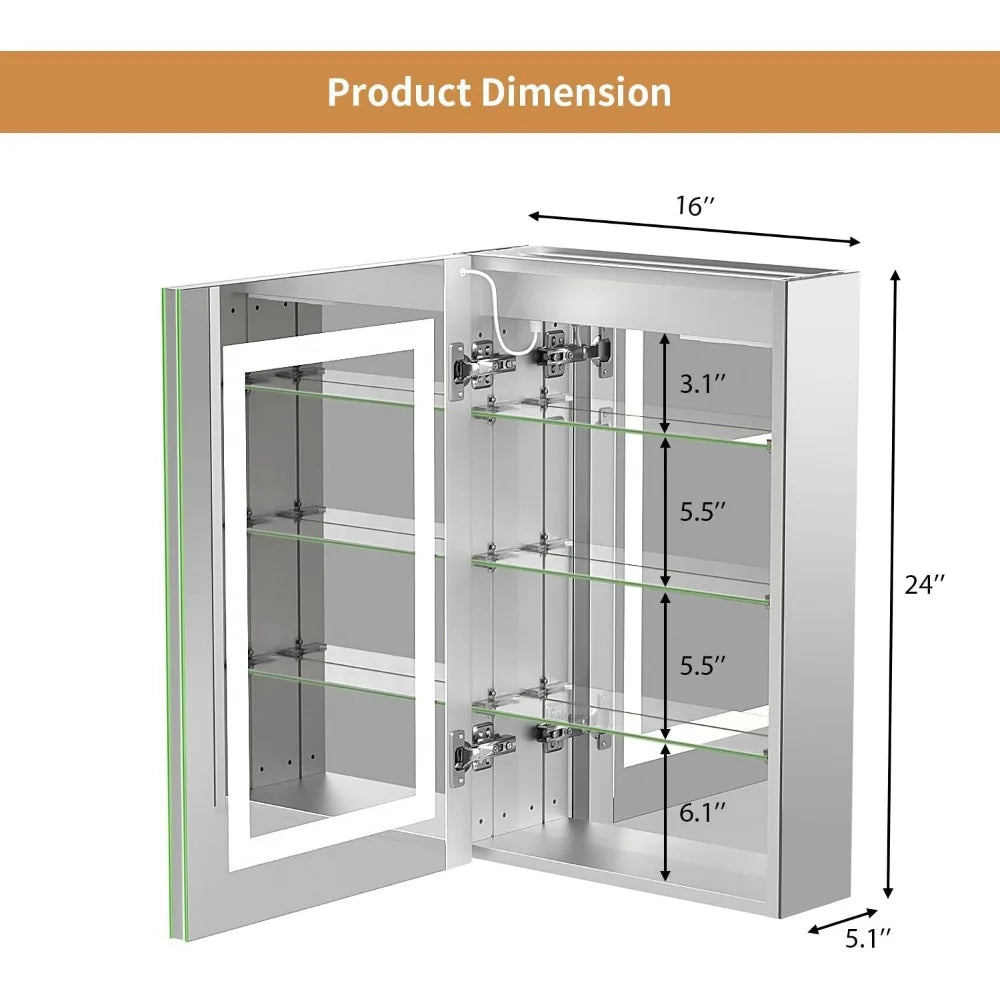 Double-sided LED Mirrored Medicine Cabinet