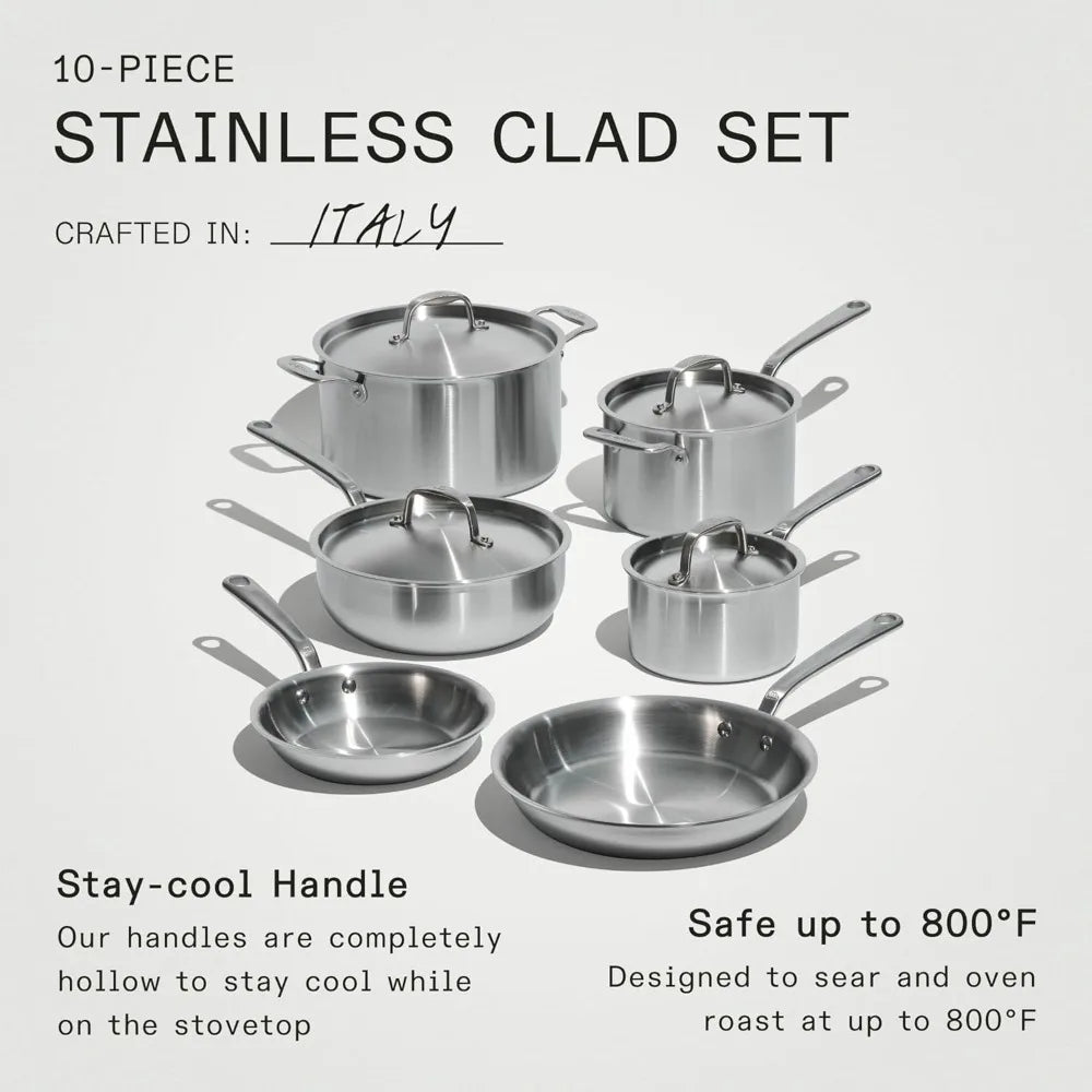 5-Ply Superior Quality Stainless Clad Cookware Set