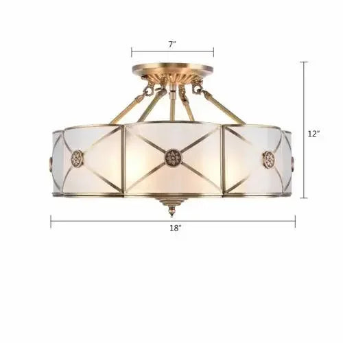 Luxury Hanging Pendant Chandelier w/Handmade Glass Lampshade