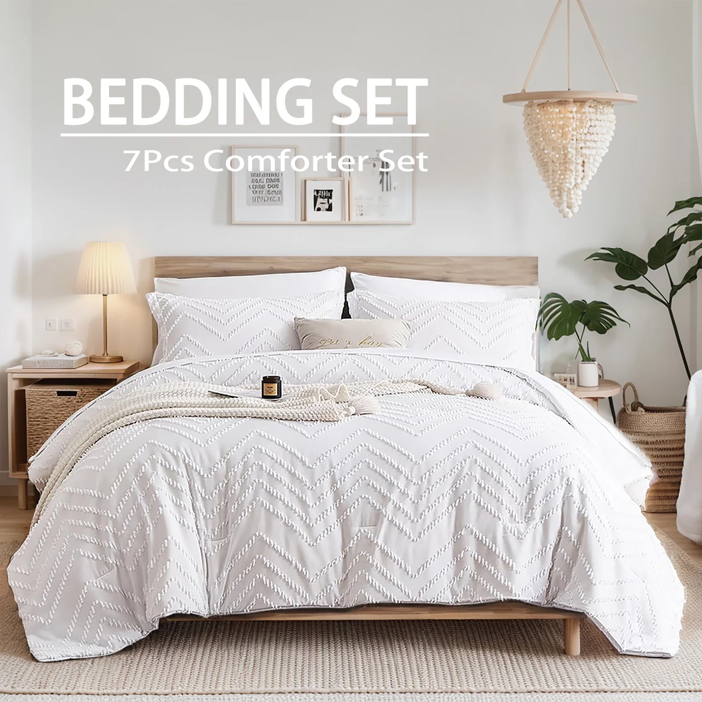 Elegant 7-piece Cut Flower Design king/Queen Quilt Set